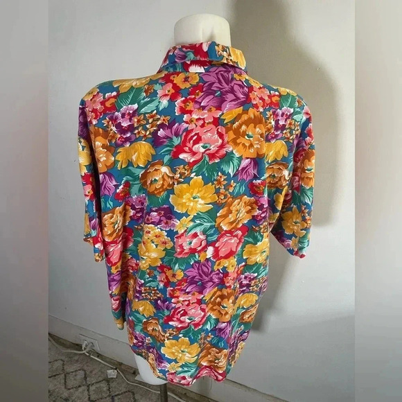 Gitano Vintage 90’s Button Up Floral Top Shirt Medium Plus size Unisex 40/20 001 - Picture 4 of 8